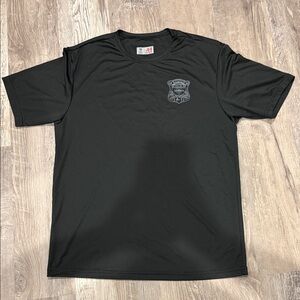 Men's Black Crew Neck Performance Tee - Shield Badge Graphic